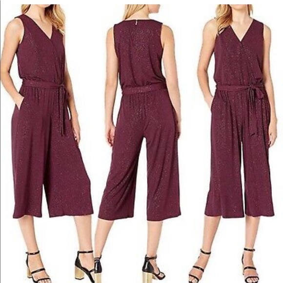 Michael Kors Burgundy Sparkle Jumpsuit, Sz M - Picture 2 of 16